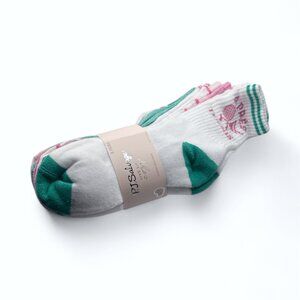 NEW P.J. Salvage - 8 Pairs, Live Life Cozy Cushion Crew Socks - Tennis - Gr/Pi